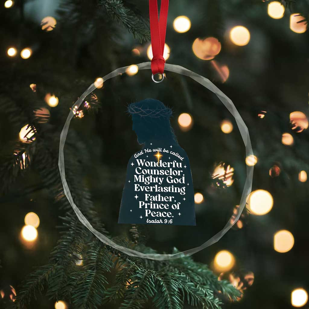 Christian Jesus Crystal Glass Ornament Cross Bible Verse Inspirational Isalah 9:6 TS14 Print Your Wear