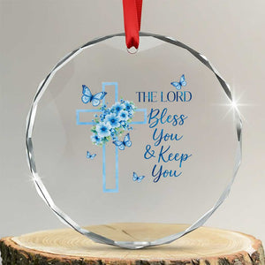 Christian Jesus Crystal Glass Ornament The Lord Bless You Encouraging Bible Verse Butterfly Art TS10 Transparent Glass 3'' Circle Print Your Wear
