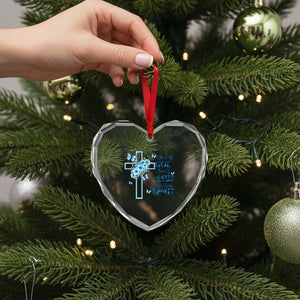 Christian Jesus Heart Crystal Glass Ornament Blessed By God Saved By Jesus Blue Floral Cross Butterfly Art TS10 Print Your Wear
