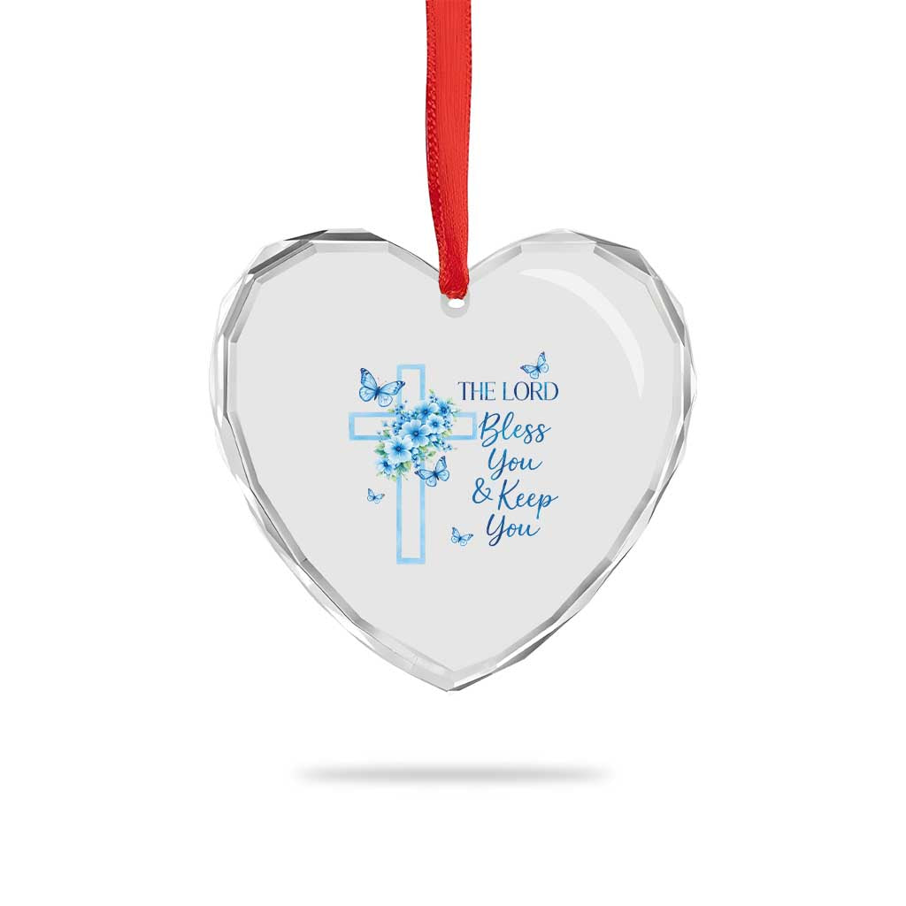 Christian Jesus Heart Crystal Glass Ornament The Lord Bless You Encouraging Bible Verse Butterfly Art TS10 Print Your Wear