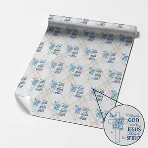 Christian Jesus Wrapping Paper Roll Blessed By God Saved By Jesus Blue Floral Cross Butterfly Art TS10 Christmas Plaid Print Your Wear