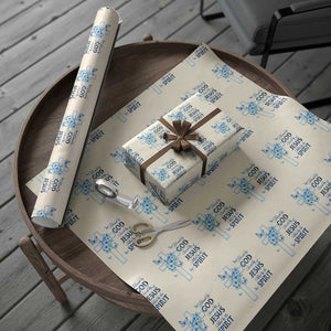 Christian Jesus Wrapping Paper Roll Blessed By God Saved By Jesus Blue Floral Cross Butterfly Art TS10 Beige Print Your Wear
