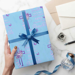 Christian Jesus Wrapping Paper Roll Vintage Bible Verse Printed Faith Blessed Inspirational Girl TS10 Light Blue Print Your Wear