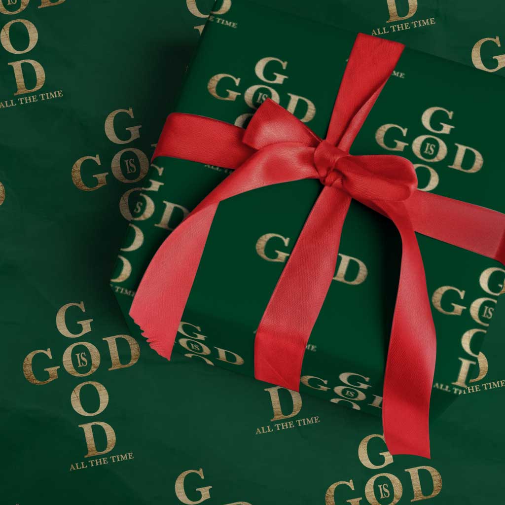 Christian Jesus Lovers Wrapping Paper Roll God Is Good All The Time Cross TS10 Green Print Your Wear