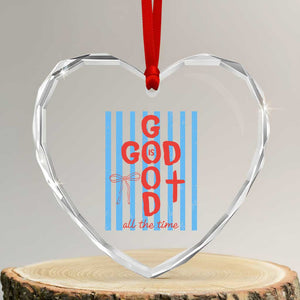 Christian Jesus Lovers Heart Crystal Glass Ornament Striped Preppy God Is Good All The Time TS10 Transparent Glass 3'' Heart Print Your Wear