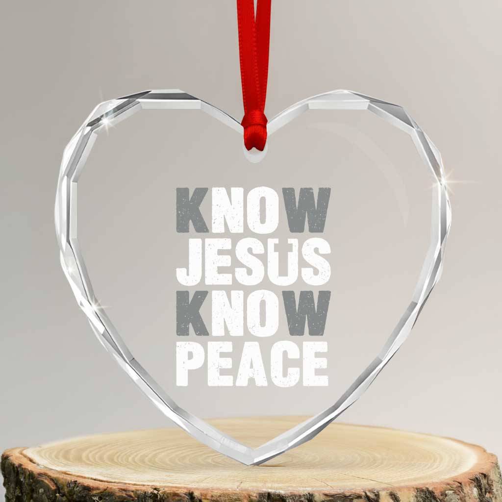Christian Know Jesus Know Peace Heart Crystal Glass Ornament Religion God Church Bible TS11 Transparent Glass 3'' Heart Print Your Wear