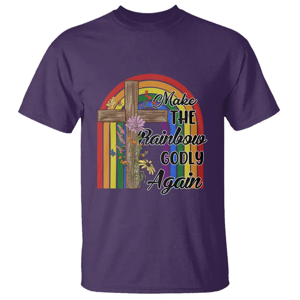 Christian LGBT Pride T Shirt Make The Rainbow Godly Again TS02 Purple Printyourwear