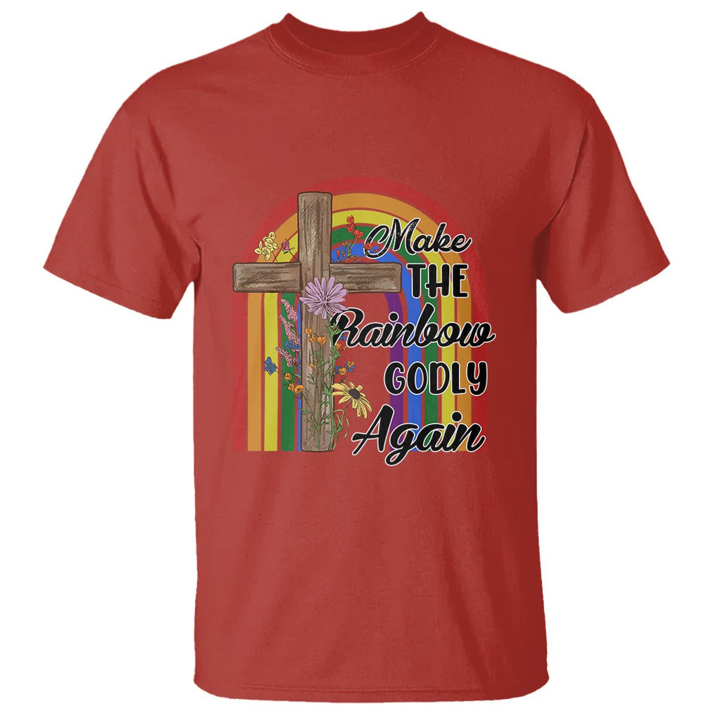 Christian LGBT Pride T Shirt Make The Rainbow Godly Again TS02 Red Printyourwear