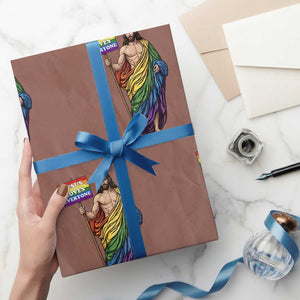 Christian LGBTQ Support Wrapping Paper Roll Jesus Loves Everyone TS12 Mocha Print Your Wear