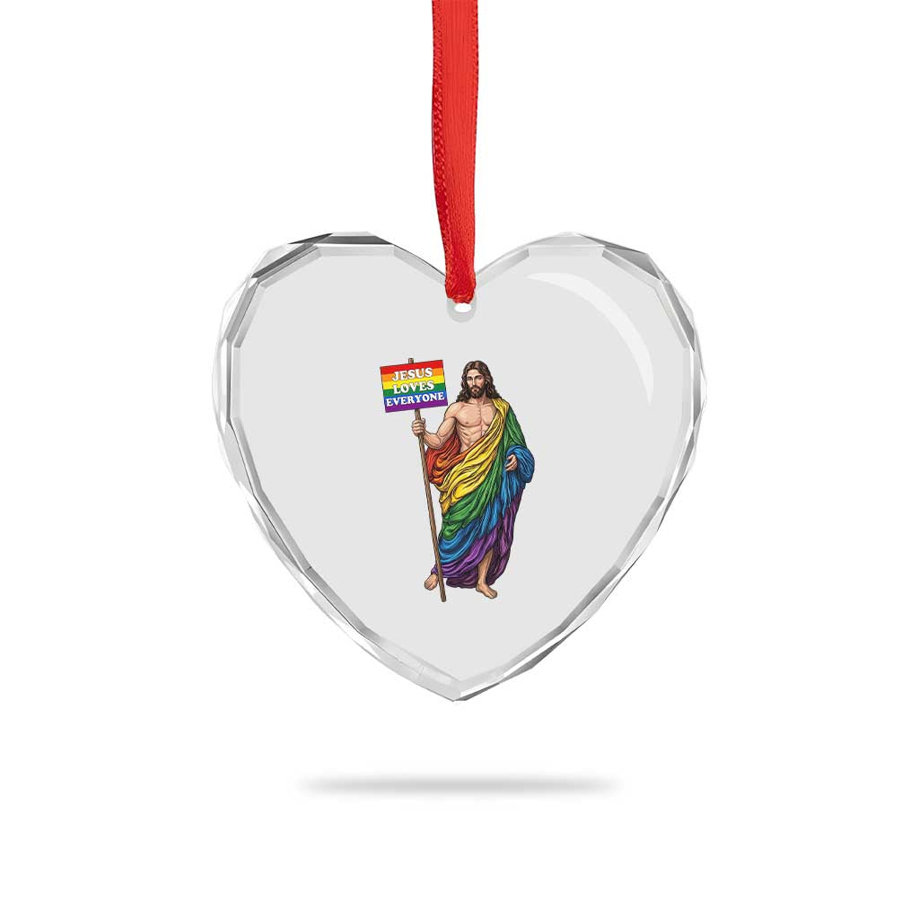 Christian LGBTQ Support Heart Crystal Glass Ornament Jesus Loves Everyone TS12 Print Your Wear