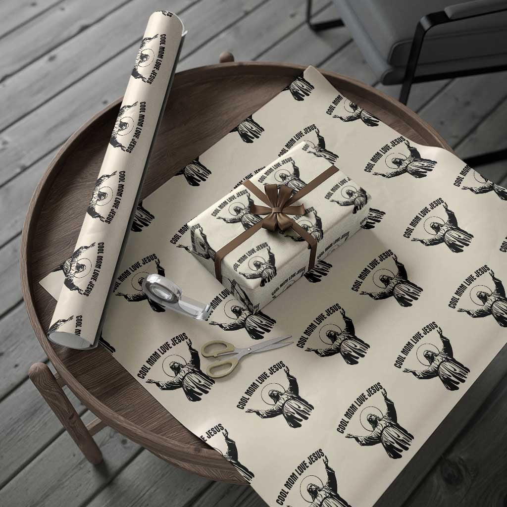 Christian Mom Faith Wrapping Paper Roll Cool Mom Love Jesus TS14 Beige Print Your Wear