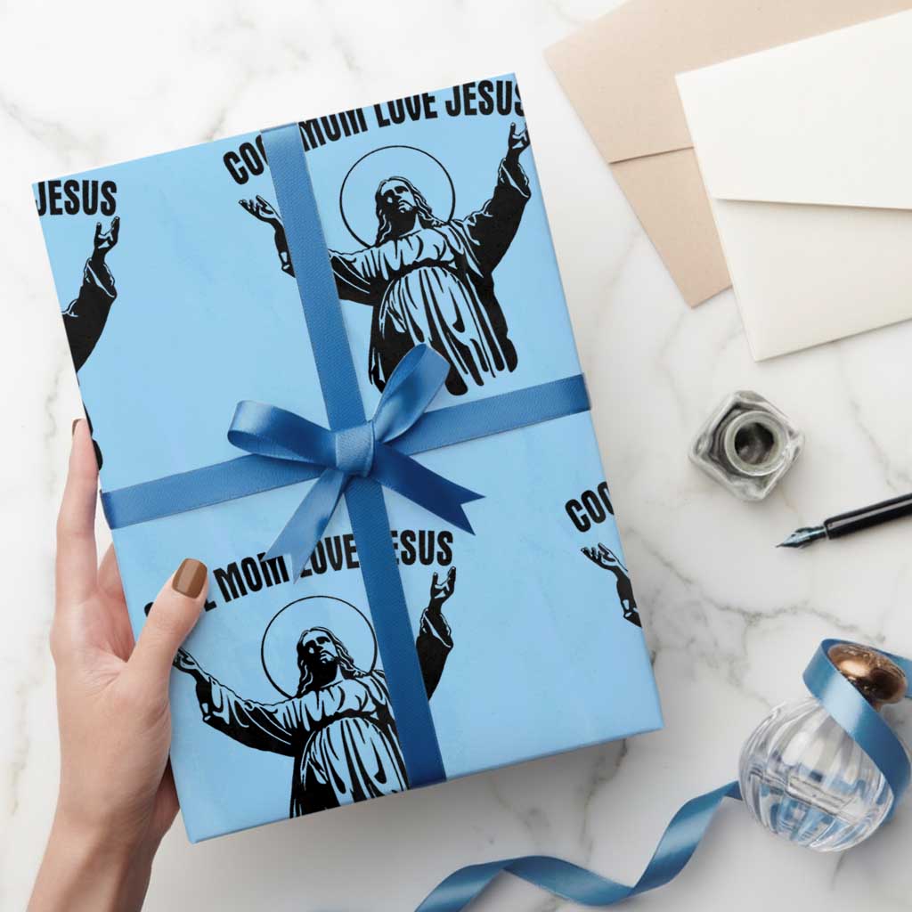 Christian Mom Faith Wrapping Paper Roll Cool Mom Love Jesus TS14 Light Blue Print Your Wear