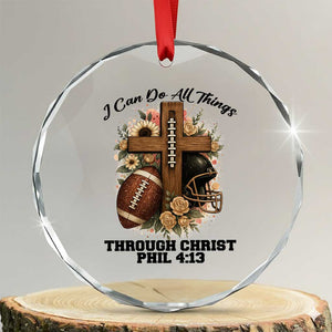 Christian Motivation Gift Crystal Glass Ornament I Can Do All Things Through Christ Bible Verse TS12 Transparent Glass 3'' Circle Print Your Wear