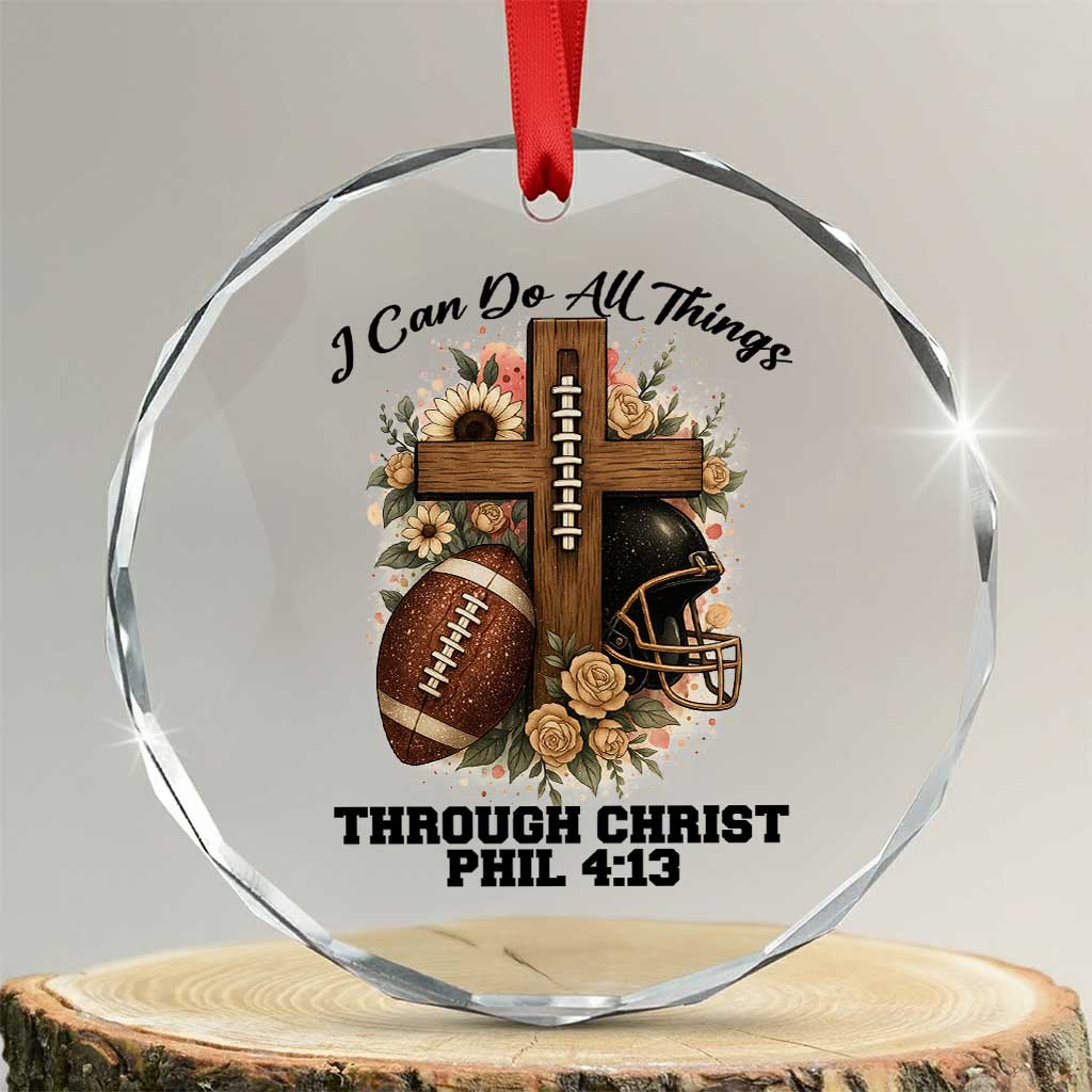 Christian Motivation Gift Crystal Glass Ornament I Can Do All Things Through Christ Bible Verse TS12 Transparent Glass 3'' Circle Print Your Wear