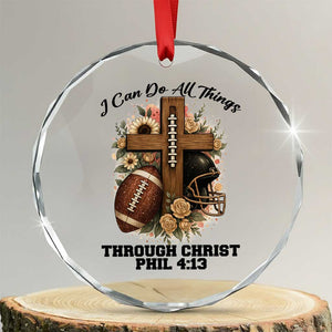 Christian Motivation Gift Crystal Glass Ornament I Can Do All Things Through Christ Bible Verse TS12 Transparent Glass 3'' Circle Print Your Wear