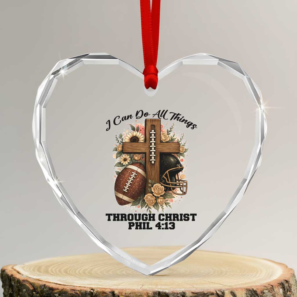 Christian Motivation Gift Heart Crystal Glass Ornament I Can Do All Things Through Christ Bible Verse TS12 Transparent Glass 3'' Heart Print Your Wear