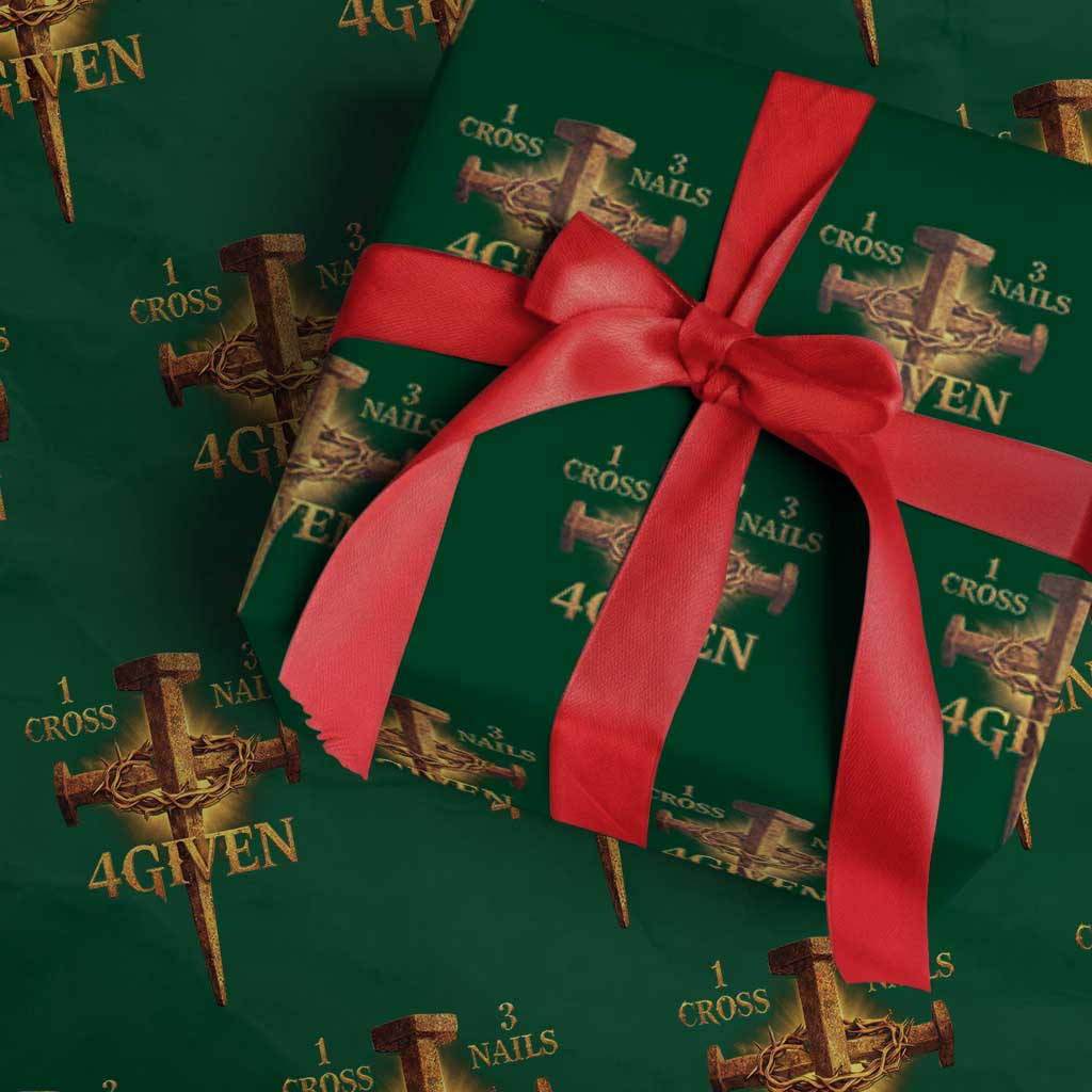 Christian One Cross Three Nails Four Given Wrapping Paper Roll Jesus God TS11 Green Print Your Wear