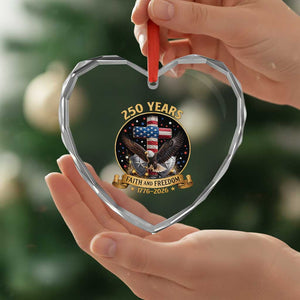 Christian Patriotic Eagle Cross Heart Crystal Glass Ornament 250 Years Faith And Freedom USA Gift TS12 Print Your Wear