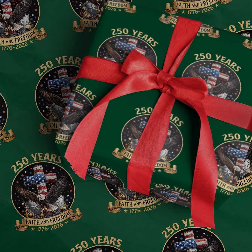 Christian Patriotic Eagle Cross Wrapping Paper Roll 250 Years Faith And Freedom USA Gift TS12 Green Print Your Wear