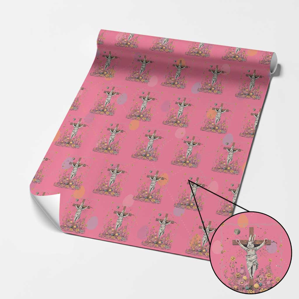 Christian Religious Easter Day Bunny Floral Christ Jesus Wrapping Paper Roll TS11 Pink Print Your Wear