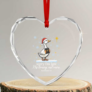 Christian Silly Goose Heart Crystal Glass Ornament Sorry I Am Late His Timing Not Mine TS14 Transparent Glass 3'' Heart Print Your Wear