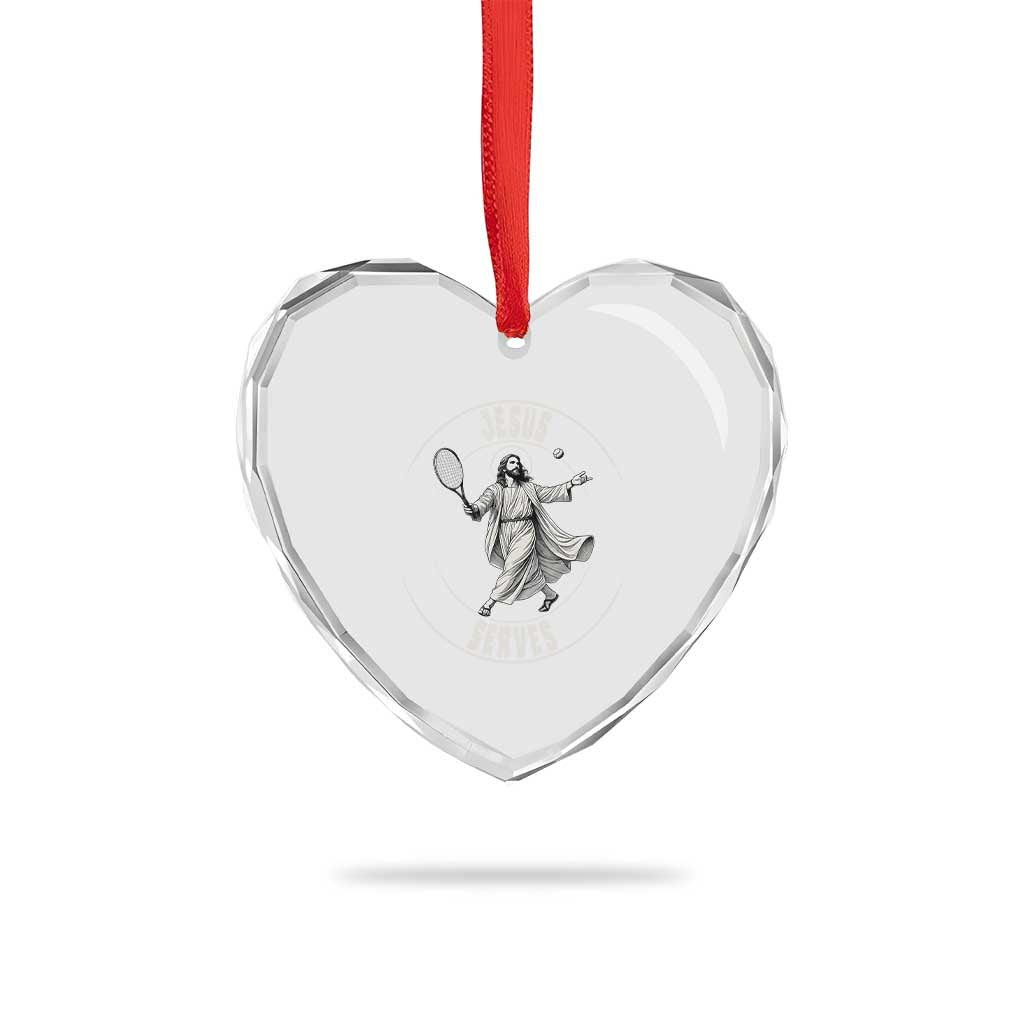 Christian Tennis Funny Gift For Believers Heart Crystal Glass Ornament Jesus Serves TS12 Print Your Wear