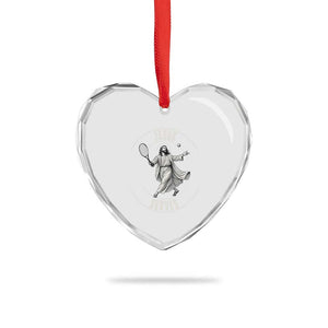 Christian Tennis Funny Gift For Believers Heart Crystal Glass Ornament Jesus Serves TS12 Print Your Wear