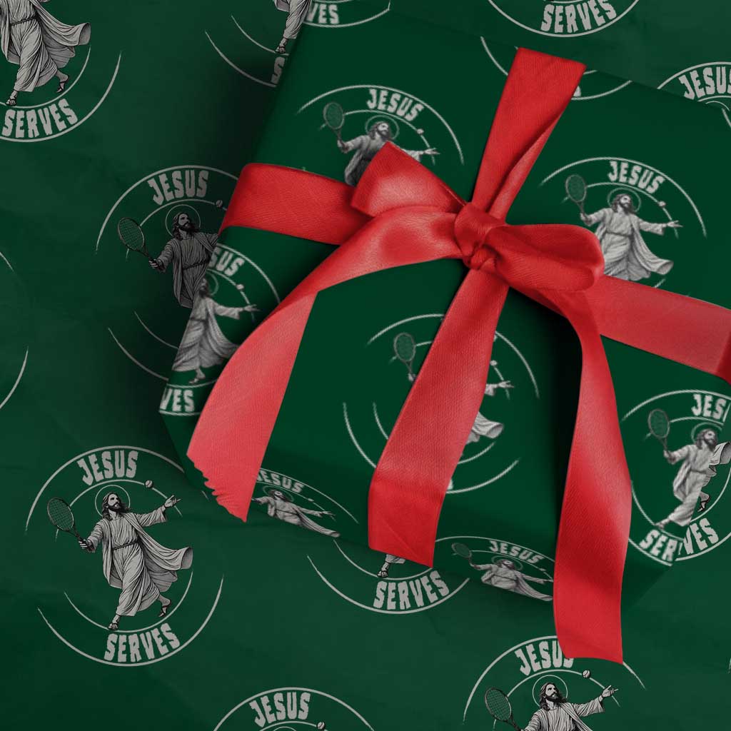 Christian Tennis Funny Gift For Believers Wrapping Paper Roll Jesus Serves TS12 Green Print Your Wear
