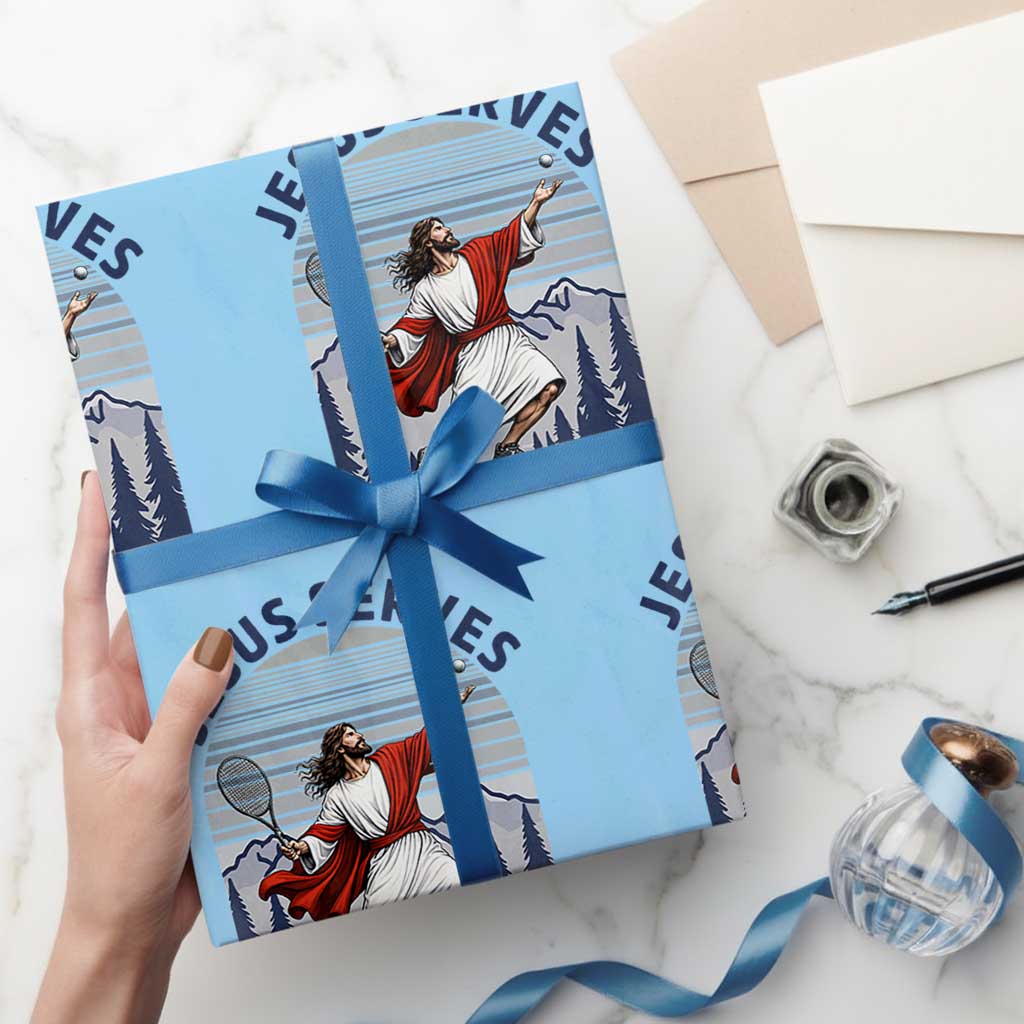 Christian Tennis Lover Gift Wrapping Paper Roll Funny Christian Gift TS12 Light Blue Print Your Wear