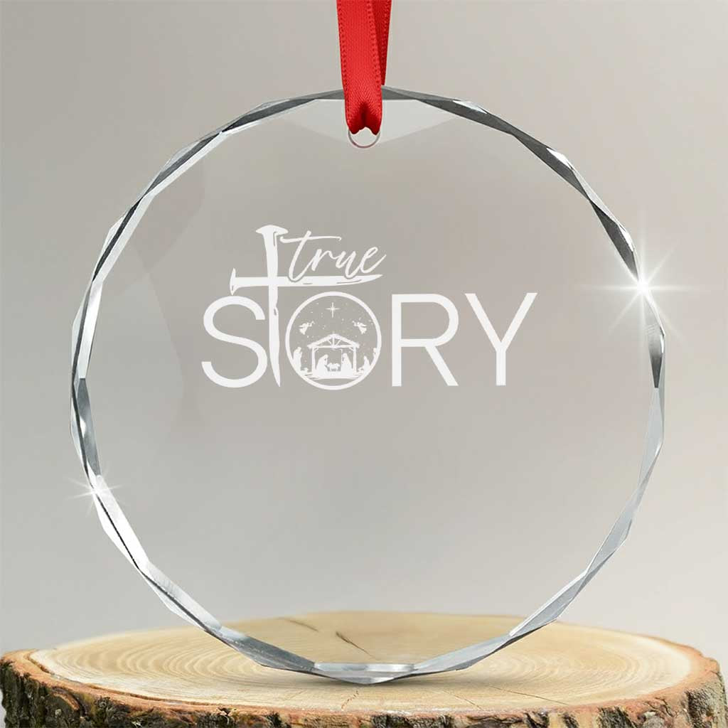 Christian True Story Crystal Glass Ornament Nativity Scene Christmas Faith Cross Jesus Birth TS10 Transparent Glass 3'' Circle Print Your Wear