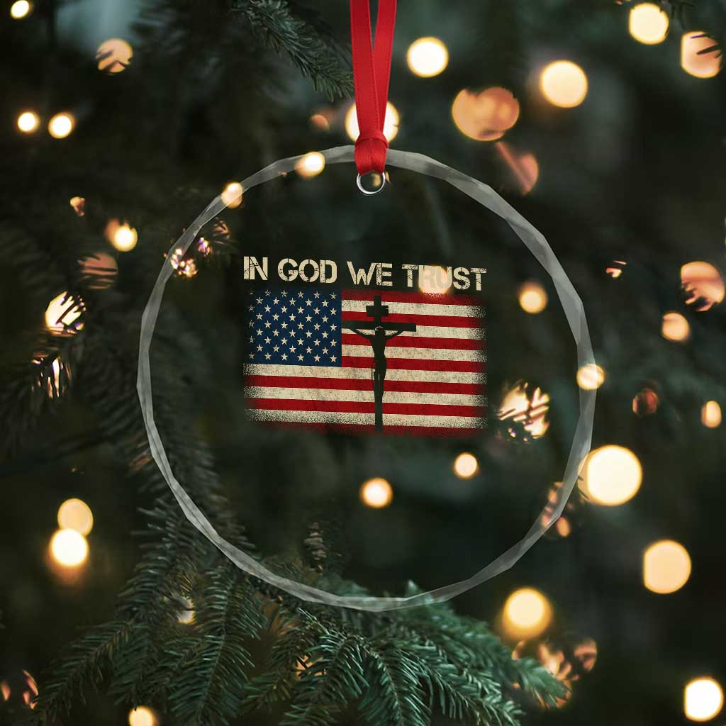 Christian USA Flag Crystal Glass Ornament American Christ Faith Cross Patriotic In God We Trust TS10 Print Your Wear