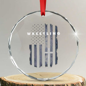 Christian Wrestling Crystal Glass Ornament Wrestler Faith Strength US USA Flag Christ Cross TS10 Transparent Glass 3'' Circle Print Your Wear