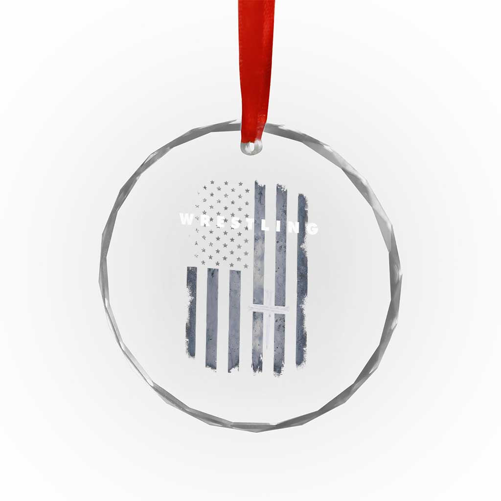 Christian Wrestling Crystal Glass Ornament Wrestler Faith Strength US USA Flag Christ Cross TS10 Print Your Wear