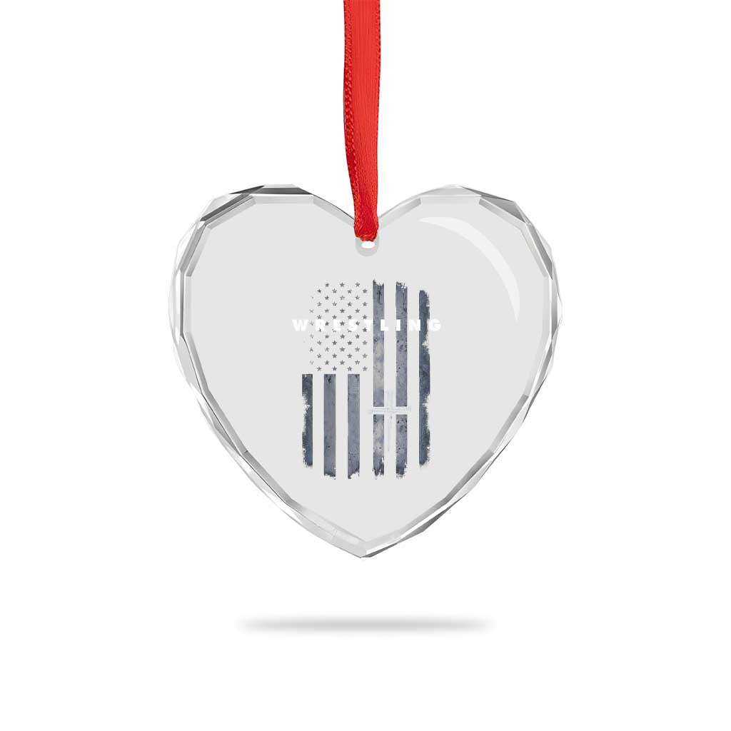 Christian Wrestling Heart Crystal Glass Ornament Wrestler Faith Strength US USA Flag Christ Cross TS10 Print Your Wear