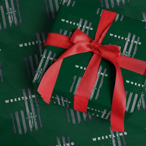 Christian Wrestling Wrapping Paper Roll Wrestler Faith Strength US USA Flag Christ Cross TS10 Green Print Your Wear