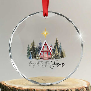 Christian Xmas Crystal Glass Ornament The Greatest Gift Is Jesus Star Of Bethlehem TS11 Transparent Glass 3'' Circle Print Your Wear