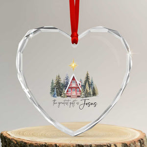 Christian Xmas Heart Crystal Glass Ornament The Greatest Gift Is Jesus Star Of Bethlehem TS11 Transparent Glass 3'' Heart Print Your Wear
