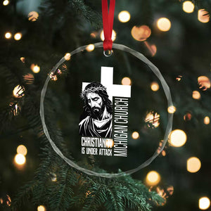 Christianity Is Under Attack Crystal Glass Ornament Jesus Stand for Faith Michigan Church TS02 Print Your Wear