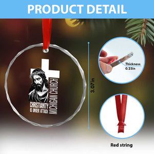 Christianity Is Under Attack Crystal Glass Ornament Jesus Stand for Faith Michigan Church TS02 Print Your Wear