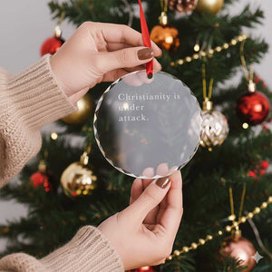 Christianity Is Under Attack Crystal Glass Ornament Pray for Grand Blanc Michigan Faith Support TS02 Print Your Wear