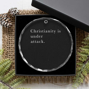 Christianity Is Under Attack Crystal Glass Ornament Pray for Grand Blanc Michigan Faith Support TS02 Print Your Wear