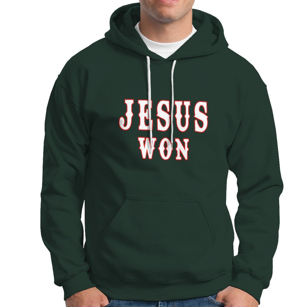 Christianity Religion Jesus Won Texas Hoodie TS02 Dark Forest Green Printyourwear