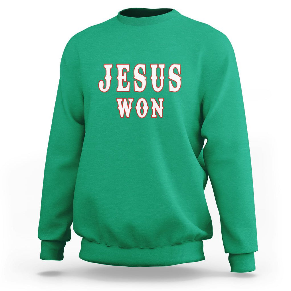 Christianity Religion Jesus Won Texas Sweatshirt TS02 Irish Green Printyourwear