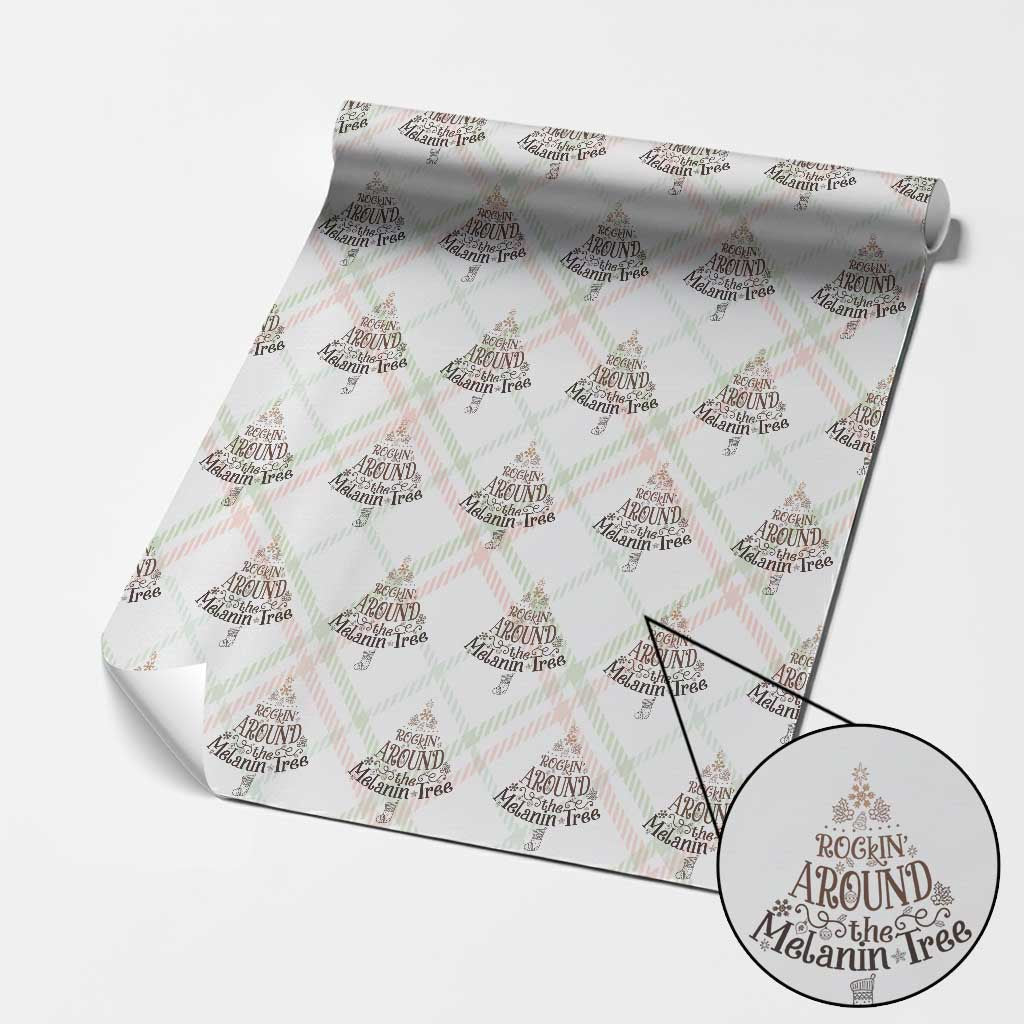 Christmas African American Wrapping Paper Roll Rockin' Around The Melanin Tree Xmas TS11 Christmas Plaid Print Your Wear