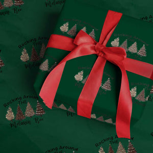 Christmas African American Wrapping Paper Roll Rocking Around The Melanin Tree Xmas Tree TS11 Green Print Your Wear