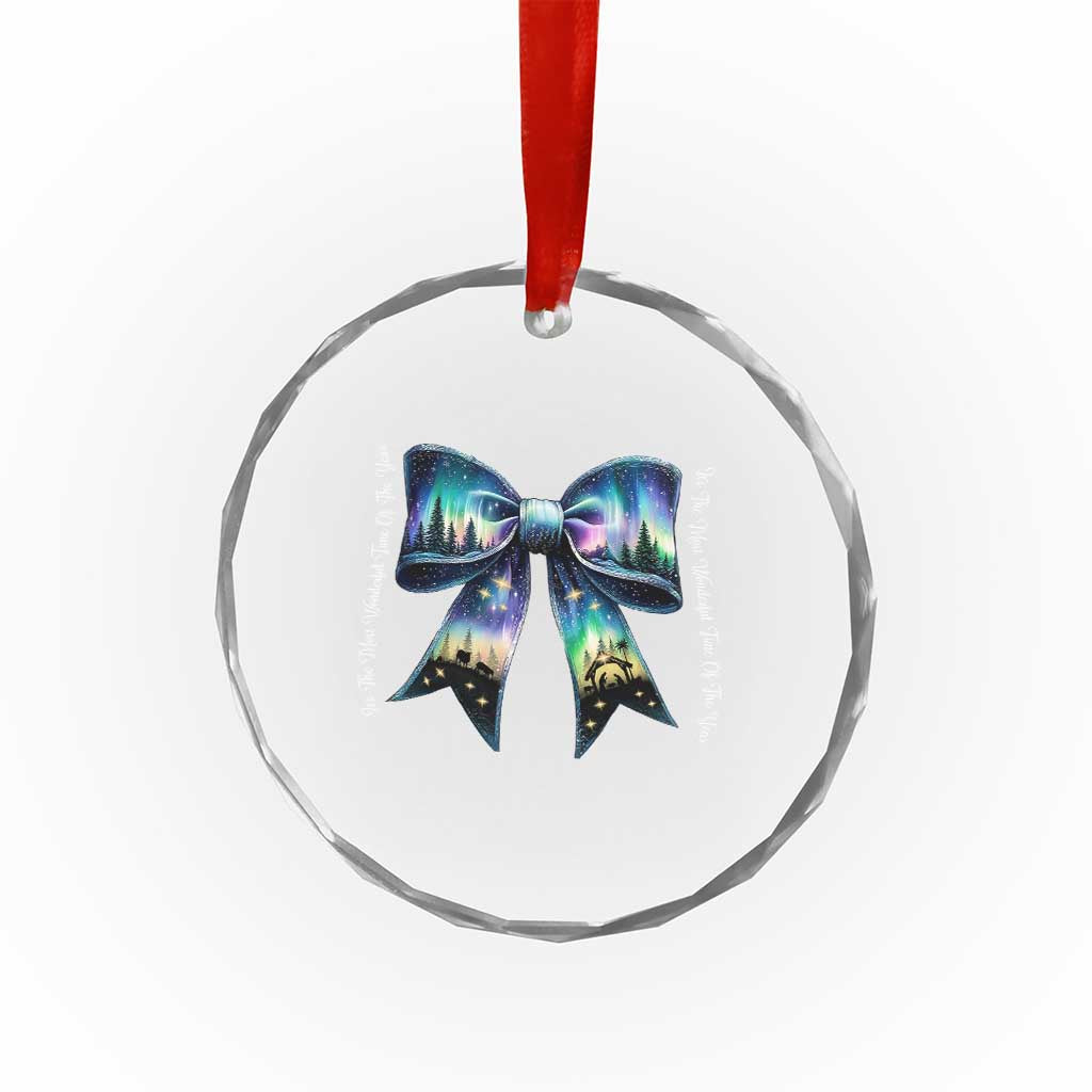 Christmas Alaska Aurora Crystal Glass Ornament Christian Most Wonderful Time Of The Year Coquette Bow TS09 Print Your Wear
