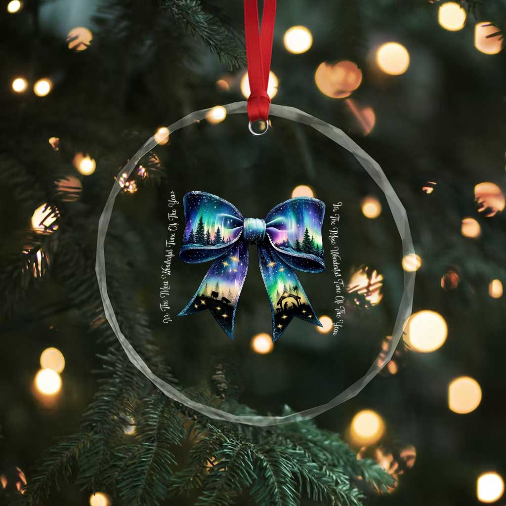Christmas Alaska Aurora Crystal Glass Ornament Christian Most Wonderful Time Of The Year Coquette Bow TS09 Print Your Wear