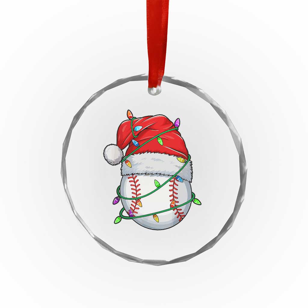 Christmas Baseball Crystal Glass Ornament Santa Hat Sports Men Boys Xmas Pajamas TS10 Print Your Wear
