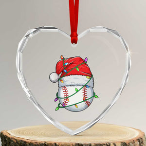 Christmas Baseball Heart Crystal Glass Ornament Santa Hat Sports Men Boys Xmas Pajamas TS10 Transparent Glass 3'' Heart Print Your Wear