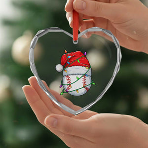 Christmas Baseball Heart Crystal Glass Ornament Santa Hat Sports Men Boys Xmas Pajamas TS10 Print Your Wear
